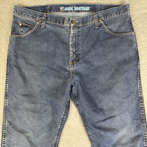 Wrangler Jeans Mens 38x29 Blue Regular Fit Cool Vantage Straight Leg Denim Pants - Picture 2 of 11